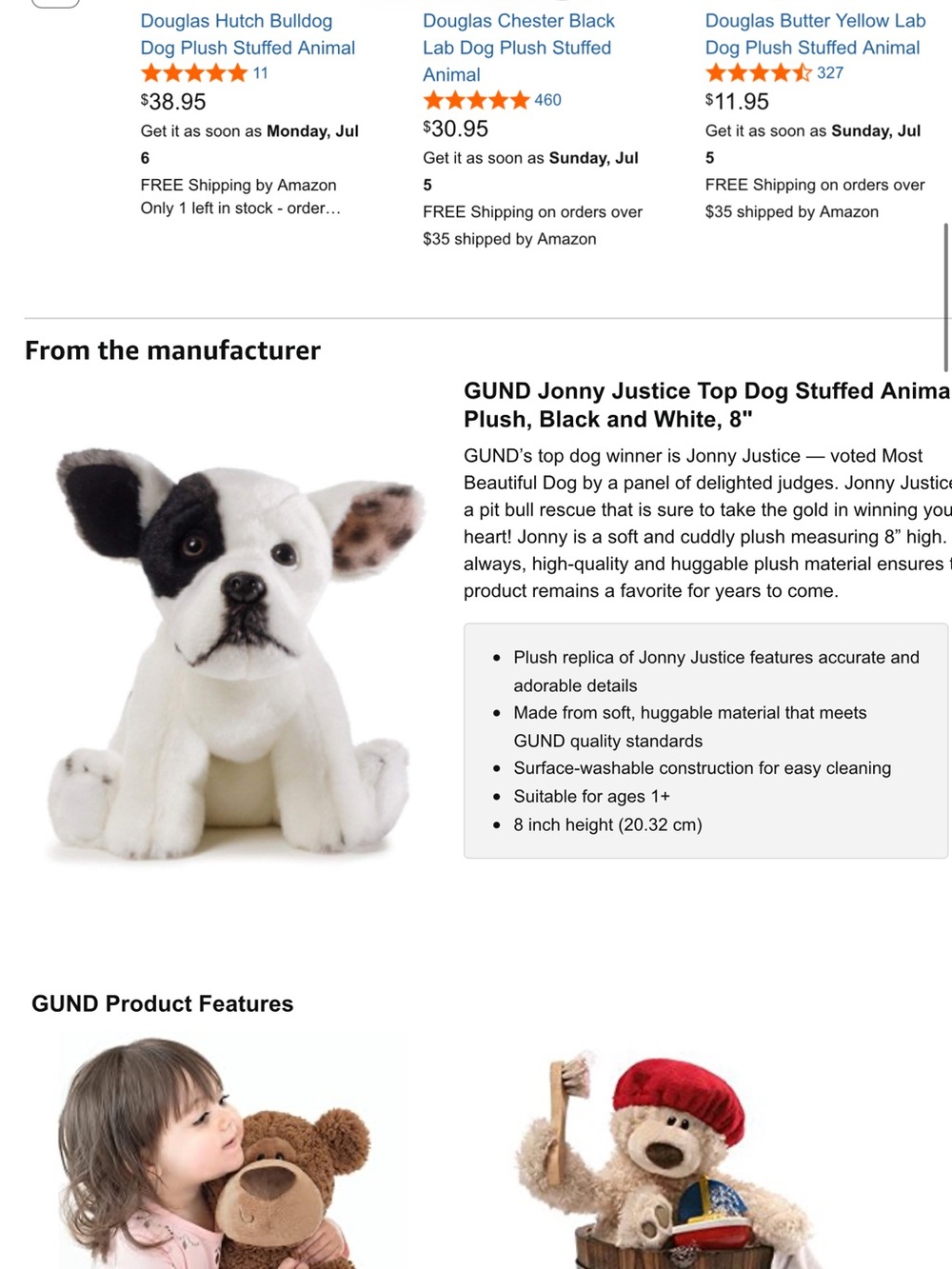 GUND Jonny Justice rescue dog plush